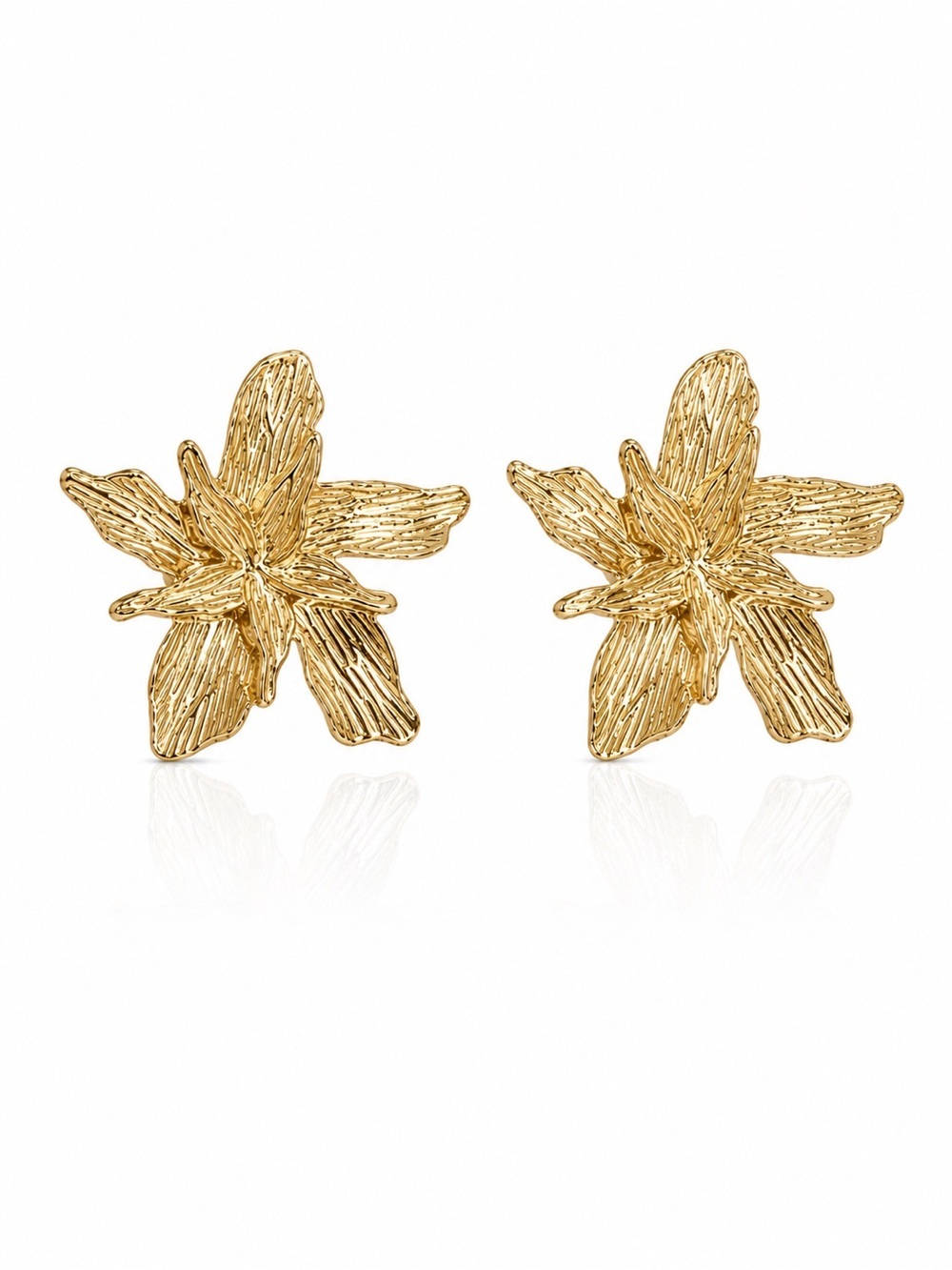 Gold Floral Petal Earrings